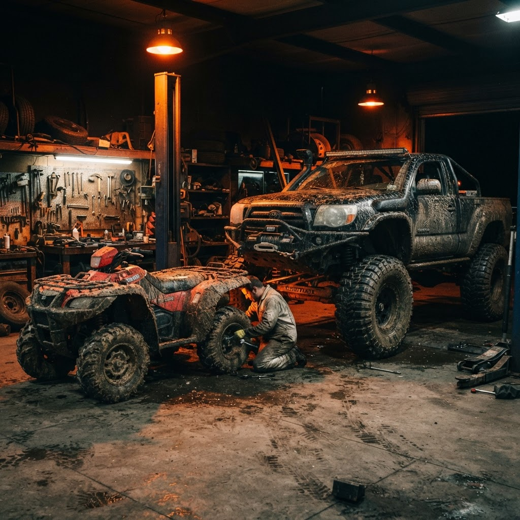 VTT et camion 4x4 tout-terrain couverts de boue